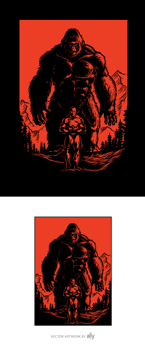 King Kong & Man Cover Art for Fitness Program | Grafik-Design von ally designs