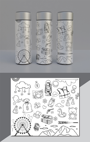 City/escape room vector file graphic scene for water bottle/mugs | Graphic Design by Deziners Zone