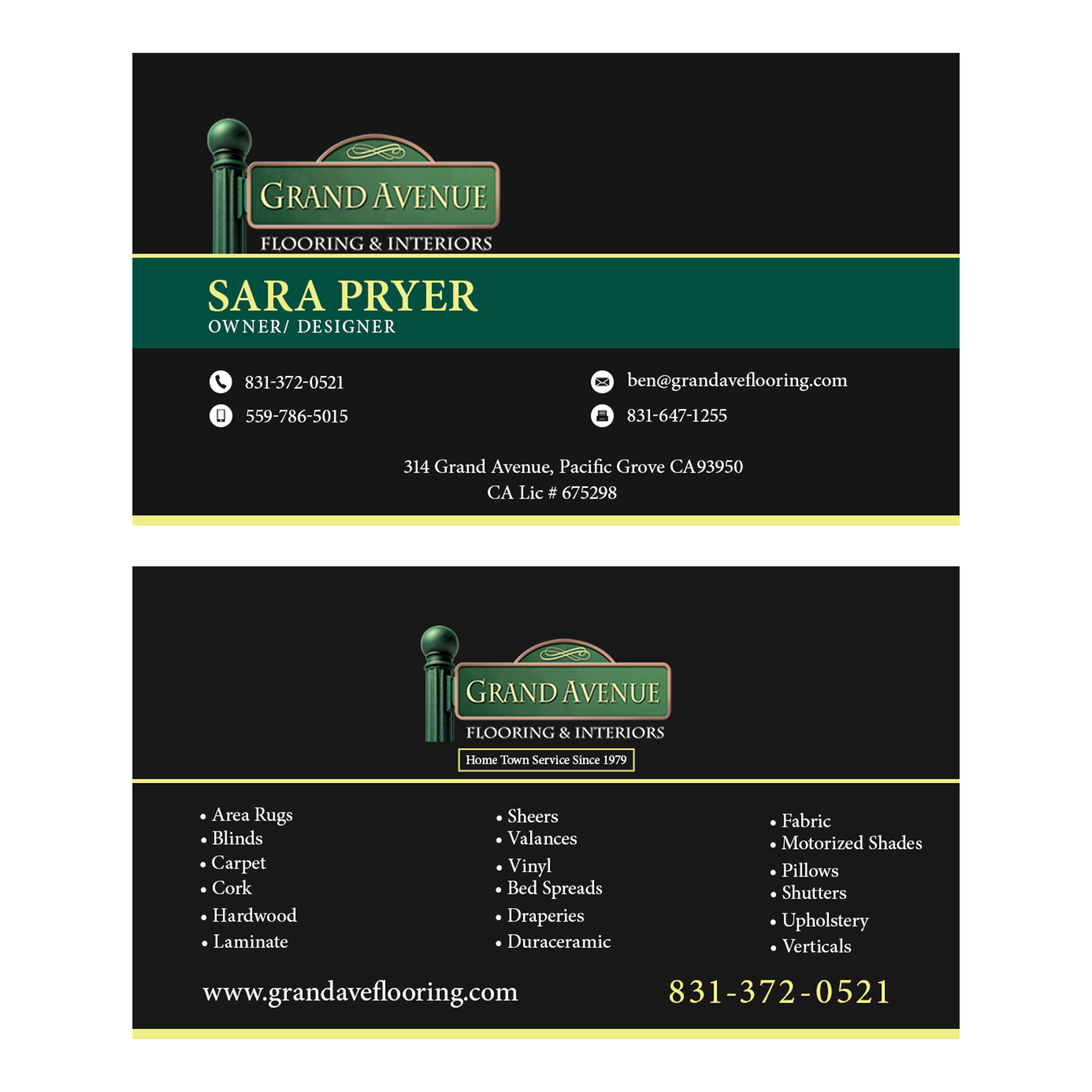 Business Card Design by Trygve for Grand Avenue Flooring & Interiors | Design #28661020