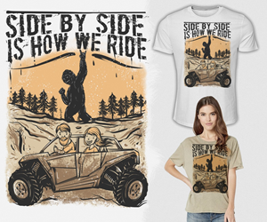 Man and woman with a side by side. | T-shirt Design by Falih A