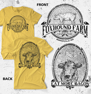 Foxhound Farm t-shirt focused around farm fresh local pork | T-Shirt-Design von Endless Collective