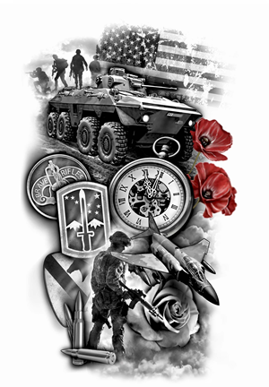 Military memorial tattoo sleeve | Tattoo Design by Jezzus