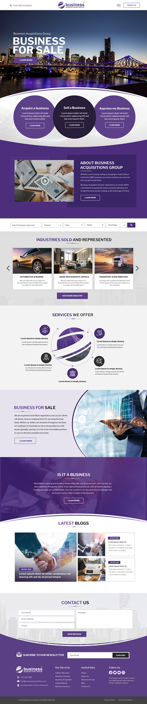 Design Executive Business Acquisitons Brokerage Website | Web Design by Blue Sparrow