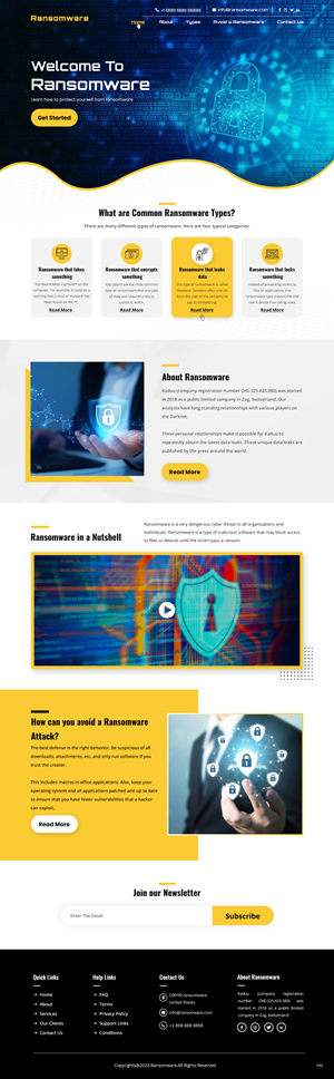 Informative 1-Pager website that informs users about the threat of ransomware | Web Design by pb