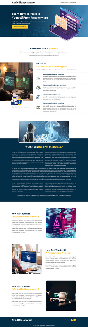 Informative 1-Pager website that informs users about the threat of ransomware | Web Design by Sbss