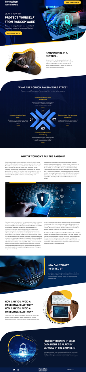 Informative 1-Pager website that informs users about the threat of ransomware | Web-Design von sai.designer87