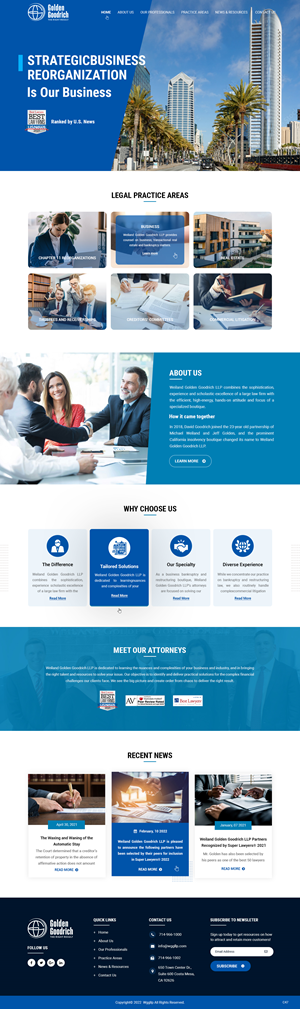 Golden Goodrich Web Page and Secondary Page | Wordpress Design by pb