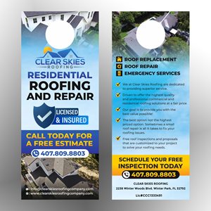 Roofing company needs a door hanger designed. | Flyer Design by ecorokerz