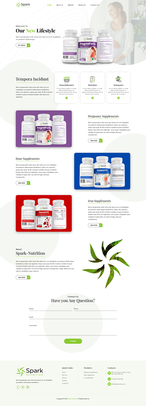 Web Design by sai.designer87 for Spark Nutrition | Design #28955095