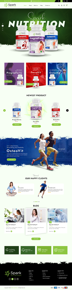 Web Design by bdesigner9 for Spark Nutrition | Design #28955200