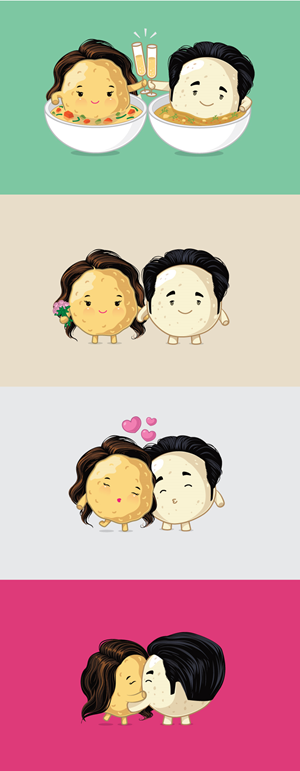 Sharon & Stuart Wedding Characters | Character Design by ally designs