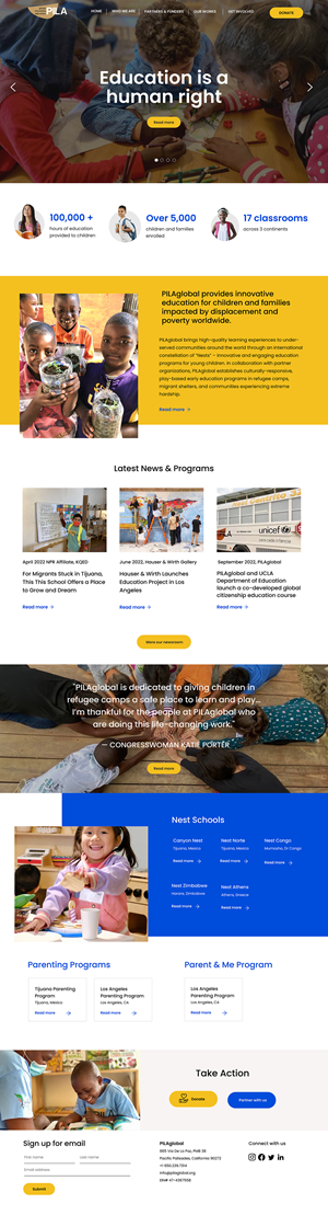 Global organization bringing life-changing education to refugee children needs website redesign