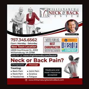 Advertisement Design by Bidita Saha for Williamsburg Neck and Back Center | Design #30214575