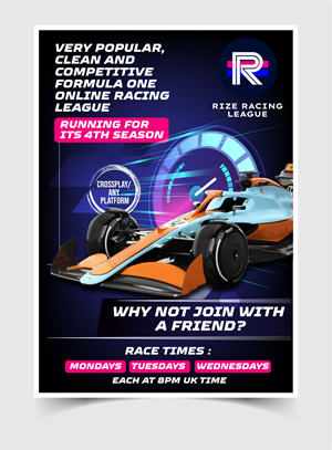 Flyer for an online formula one racing league