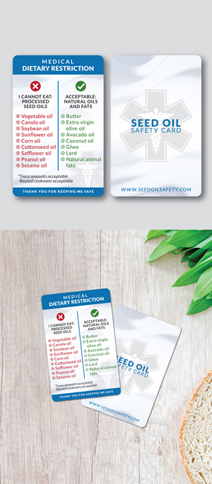 Seed Oil Safety Card for Healthy Restaurant Dining