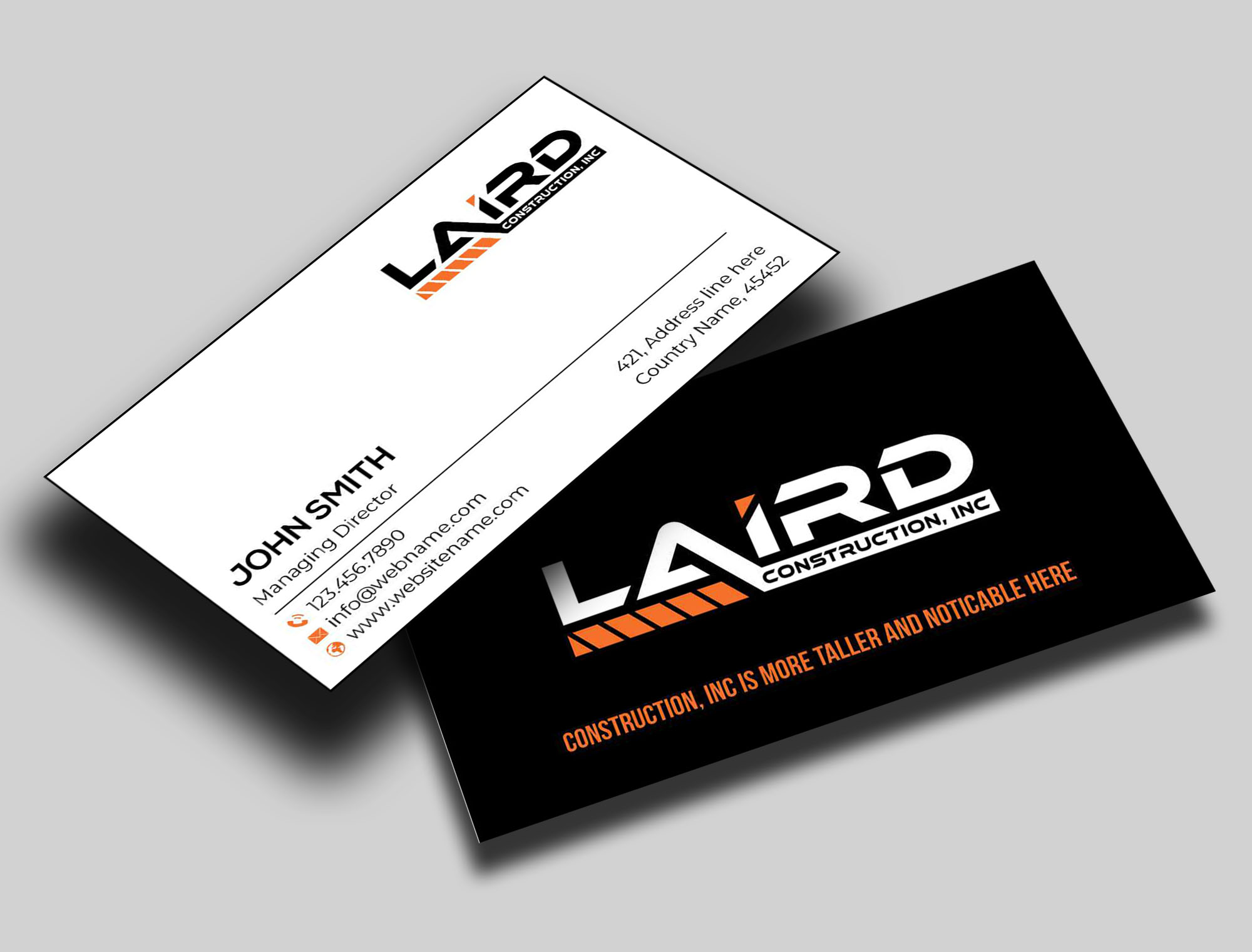 Business Card Design by jasmeen1975 for Laird Construction,  Inc | Design #31340668