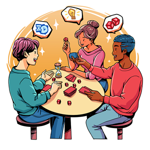 Illustration of Tabletop Dice Game in Play