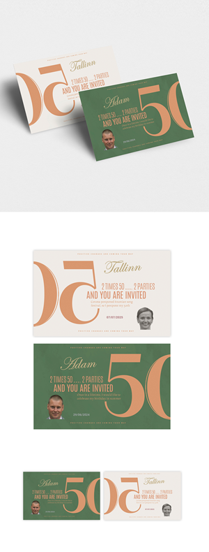 We want an invitation card for 2 persons having their 50th birthday