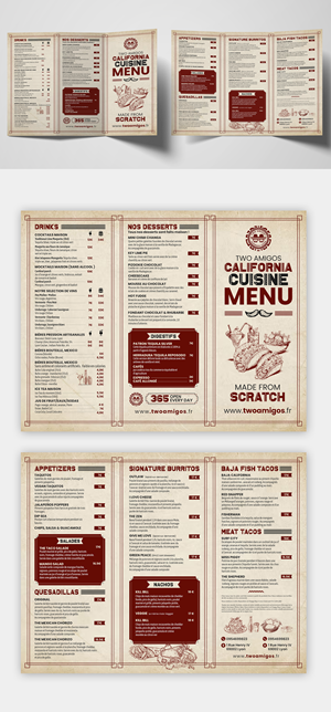 Californian Mexican restaurant menu design