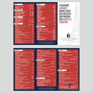 Douceur De France  is a  restaurant and we would like to redesign our old menu.,