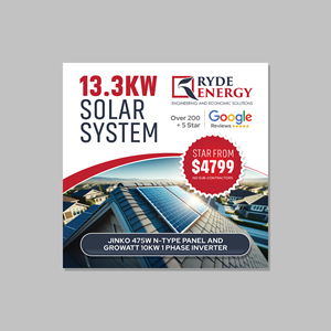 New Facebook Design Project for a 13.3kW solar system Installed by Ryde Energy