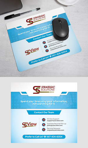 Company Mousepad design for clients 8.5 inch wide and 7.75 inch tall with rounded corners