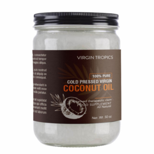 Packaging design for Virgin Coconut Oil.  100% pure cold pressed coconut oil | Label Design by Soluciones Creativas