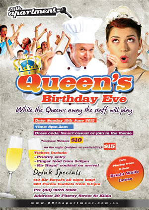 Queens Birthday Eve flyer design contest | Flyer Design by katrina