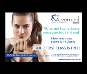 Pilates and Boxing group Fitness business needs a promotional postcard. | Postkarten-Design von Satyajit Sil Creations