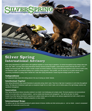 Thoroughbred Racing Management consulting company needs advertisement  to source new clients. | Advertisement Design by jeffdefy