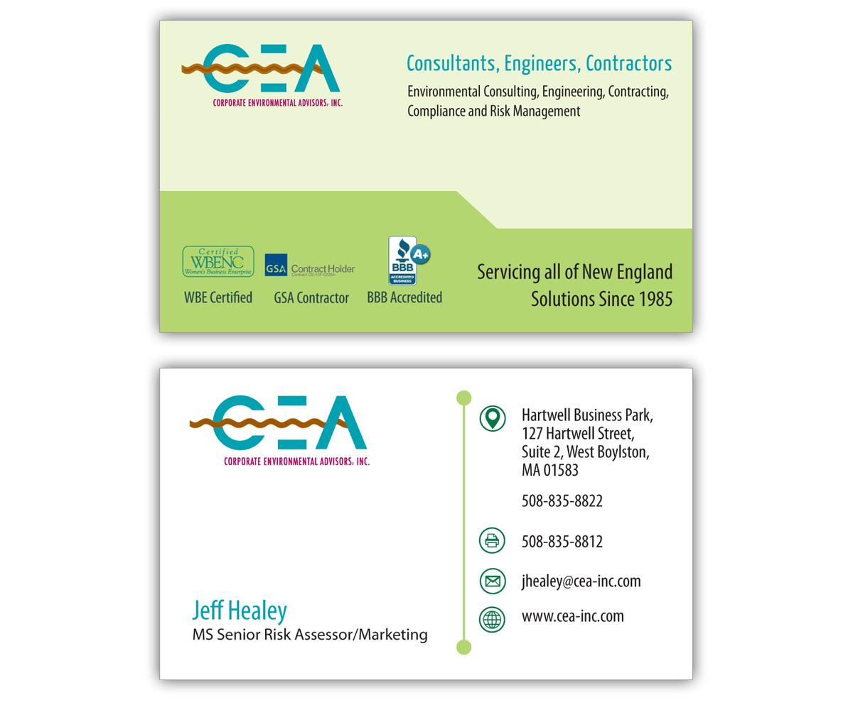 Business Card Design by Andrew1965 for Corporate Environmental Advisors, Inc.  | Design #3471847