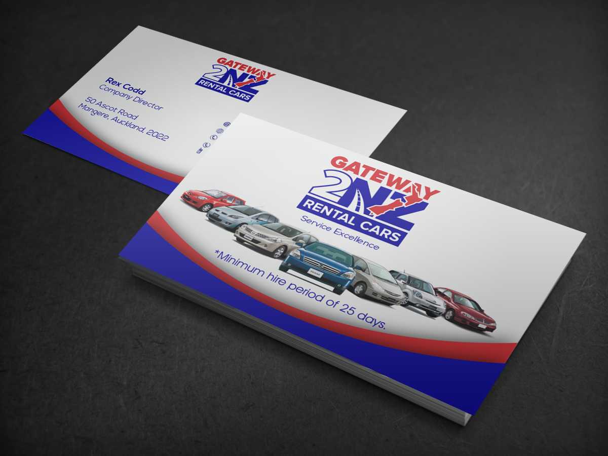 Business Card Design by nafizrahat for Gateway 2 NZ Rental Cars Ltd | Design #3601995