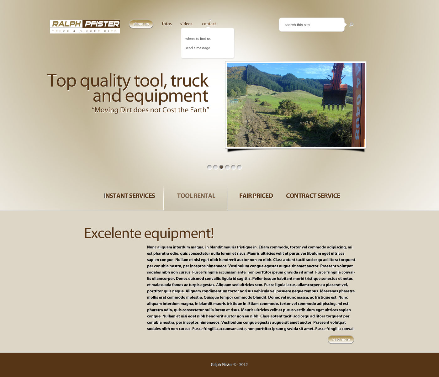 Wordpress Design by Dumas for Ralph Pfister Truck  Digger Hire | Design #949303