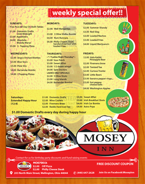 Flyer Design by Sbss for Mosey Inn | Design: #3995011