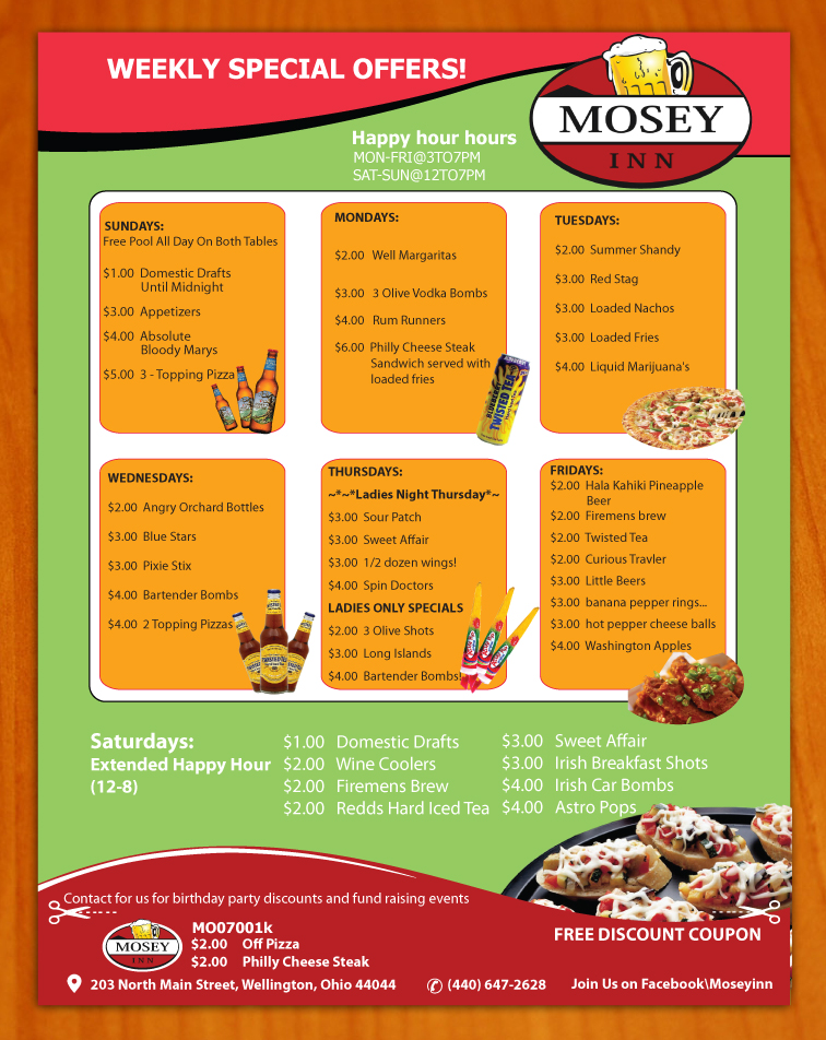 Flyer Design by Sbss for Mosey Inn | Design #3995013