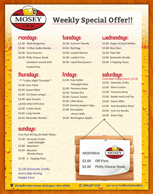 Flyer Design by Sbss for Mosey Inn | Design: #4077937