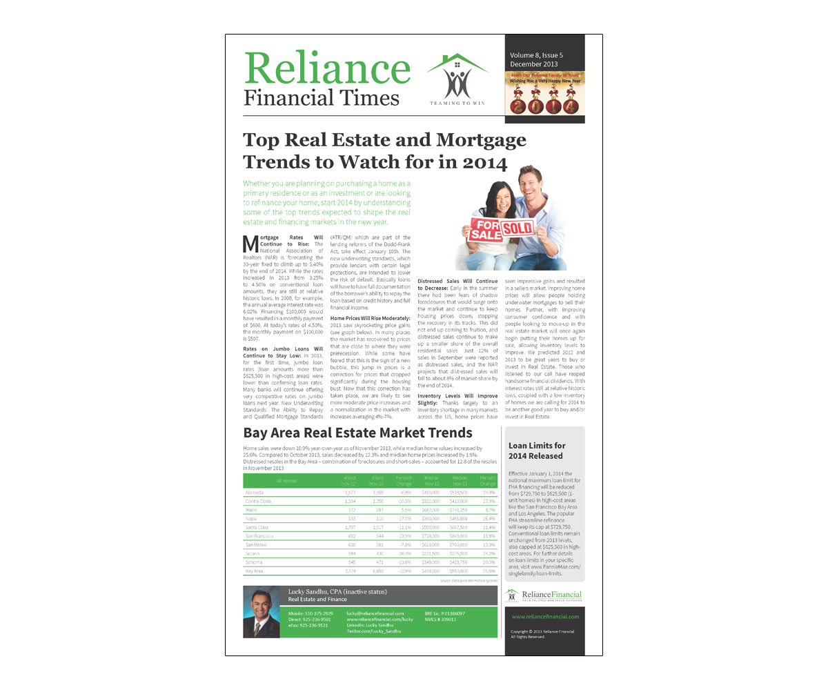 Newsletter-Design von Budzee für Reliance Financial | Design #4332674