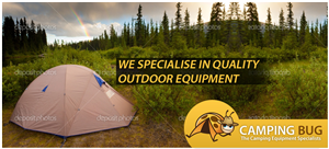 Camping Bug Outdoors Illustrated WEB Banner Design Template | Banner Ad Design by Kreative Ideaz