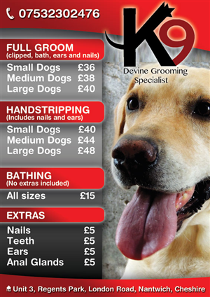 K9 Devine Grooming Specialist Price List | Flyer Design by alessandroevge