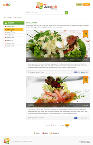 Website Layout for QuickBites | Web Design by Pixeleas
