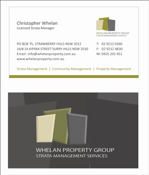 Visitenkarten-Design von aneela für Whelan Property Group | Design #197011