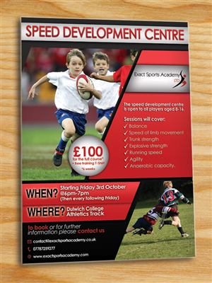 Uk Sports Coaching company needs a poster design for a new 'Speed Development Centre' | Poster Design by alessandroevge