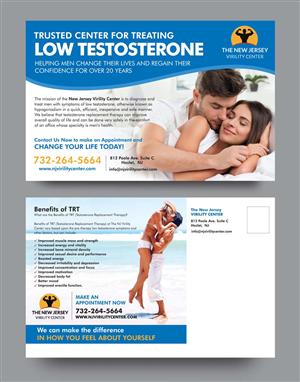 Low Testosterone Center Postcard Design | Postcard Design by rkailas