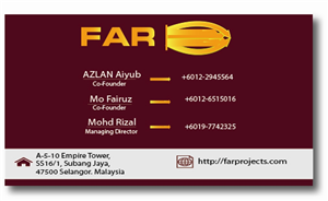 Business Card Design by shytriz for F.A.R Projects SDN. BHD. | Design #4530110