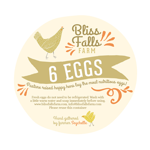 Bliss Falls Farm Organic Egg Labels | Verpackungs-Design von Marta Sobczak 