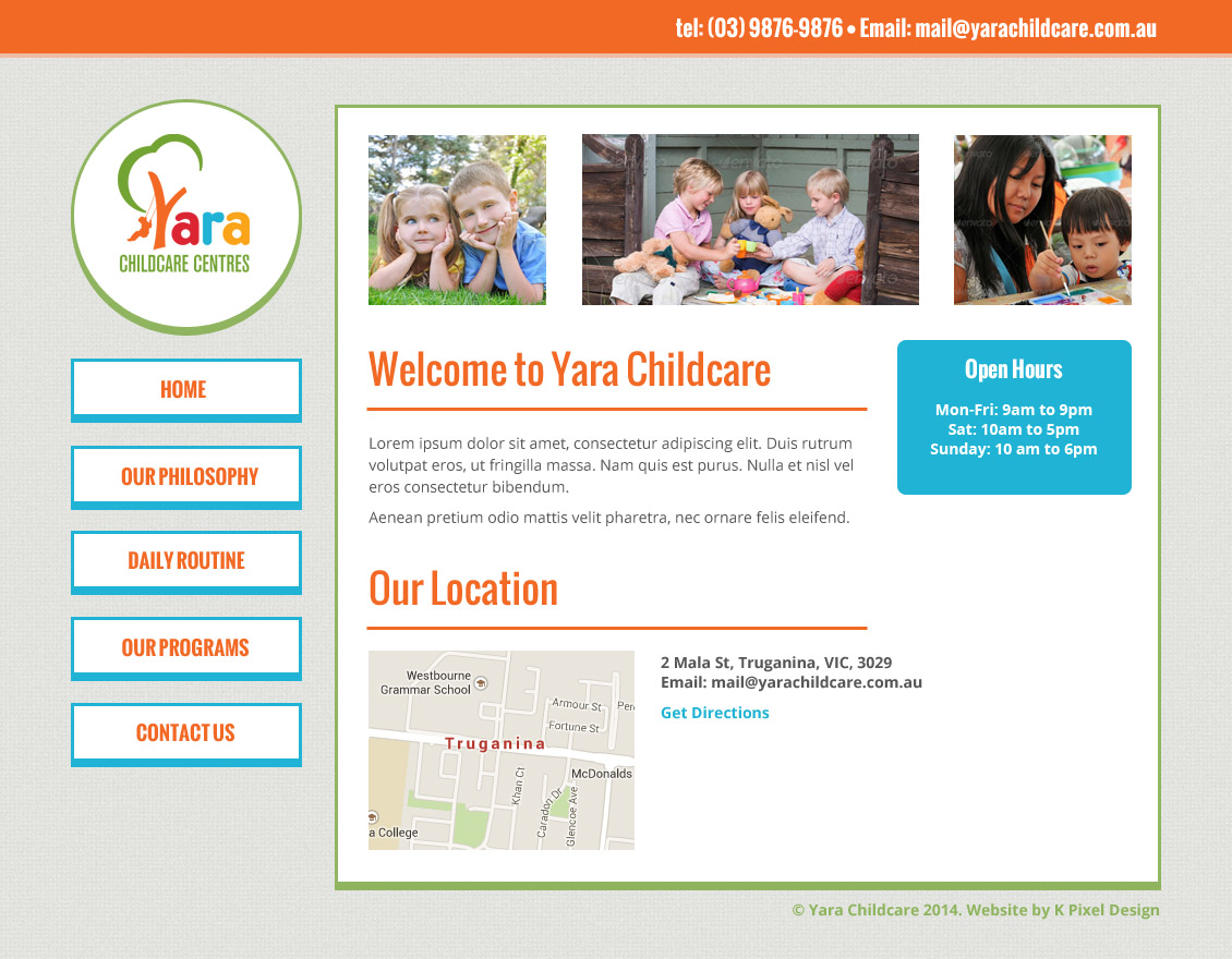 Web Design by loukoz for yara chilcare centres pty ltd | Design #4733982