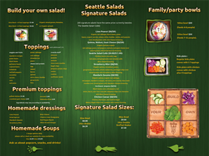 Menu Design by Delboy Designs for Seattle Salads | Design #1336230