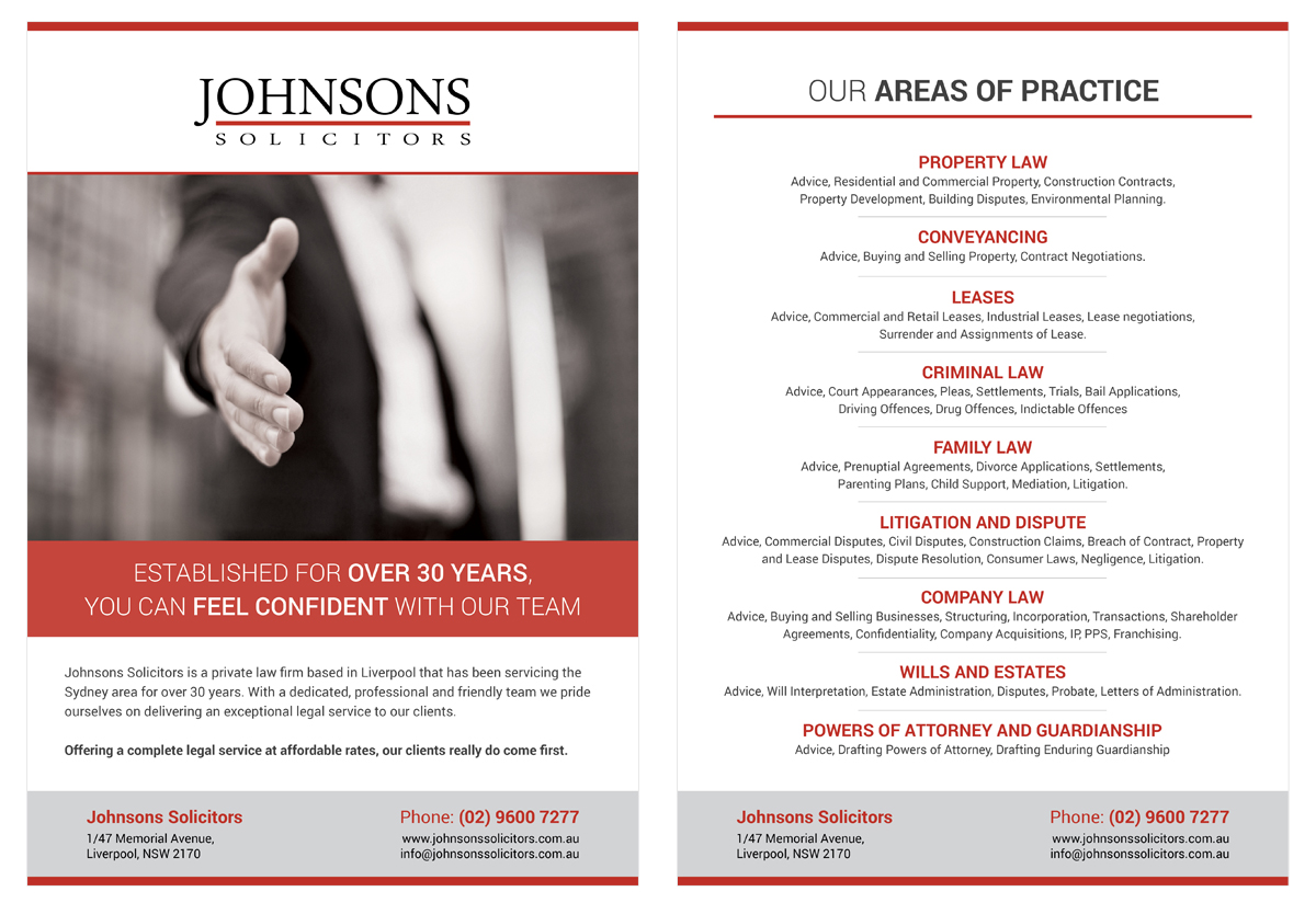 Flyer Design by Oilegak for Johnsons Solicitors | Design: #5312396