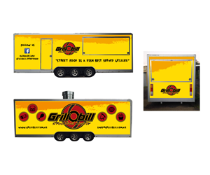 Grill bill food truck needs a flashy design for vinyl vehicle wrap. | Print Design by Thomas DeHart