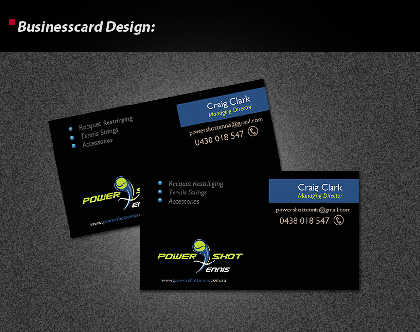 Business Card Design by wolfgfxdesign for Power Shot Tennis | Design #1481790